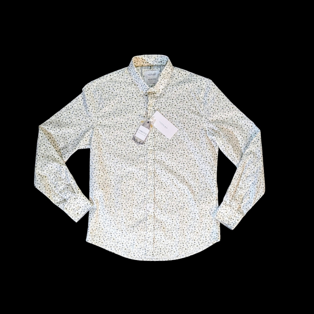 Cactus Man Ricky Singh Medium White Floral Dress Shirt. NWT.